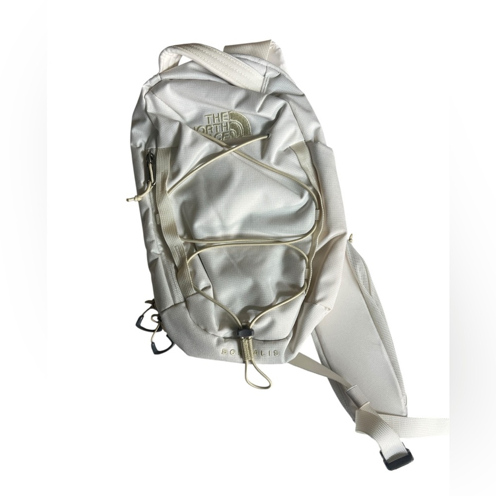 North Face off white borealis sling backpack